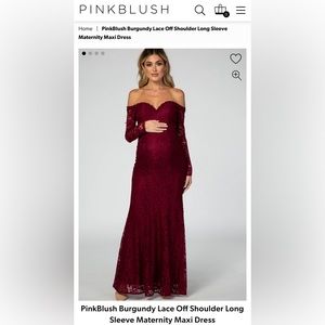 Maternity gown; burgundy lace